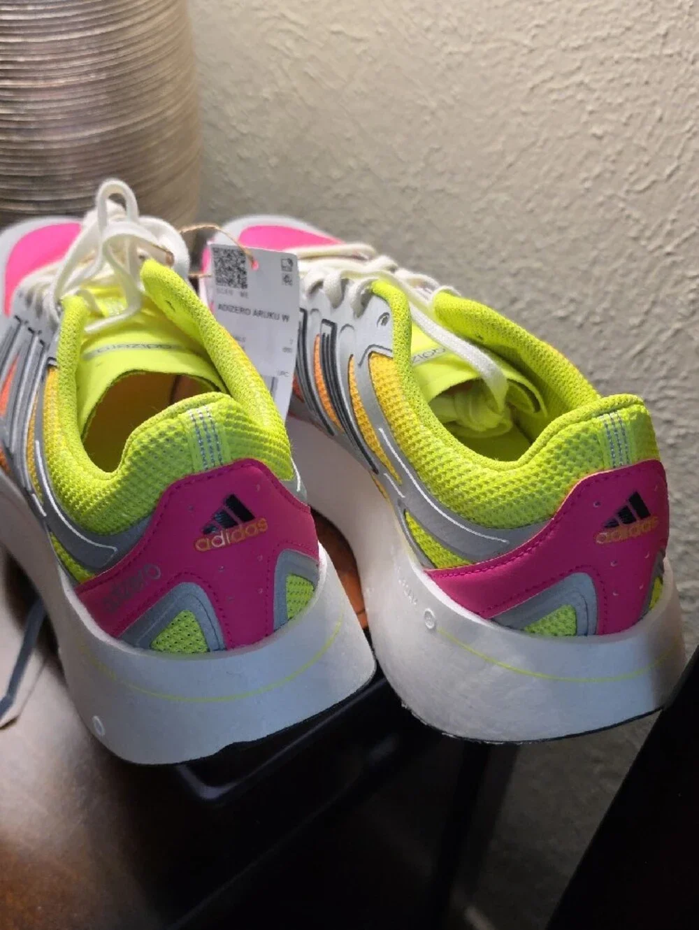Adidas Adizero Aruku Women's Running Shoes - Pink & Neon Yellow 8.5W xtr Laces